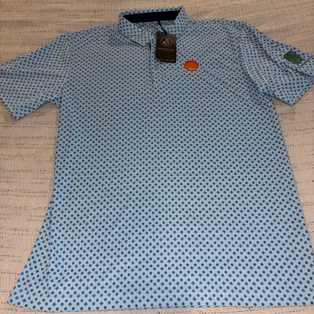 Swannies Golf Hazelwood Polo Shirt Mens Large Sky Navy Shell Oil Laborde Marine